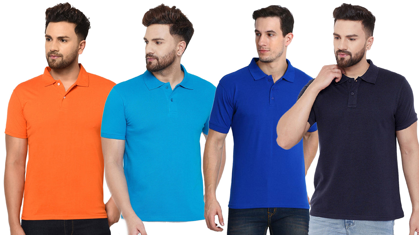 Ketex Cotton Blend Half Sleeves Polo Tshirt (Pack of 4)
