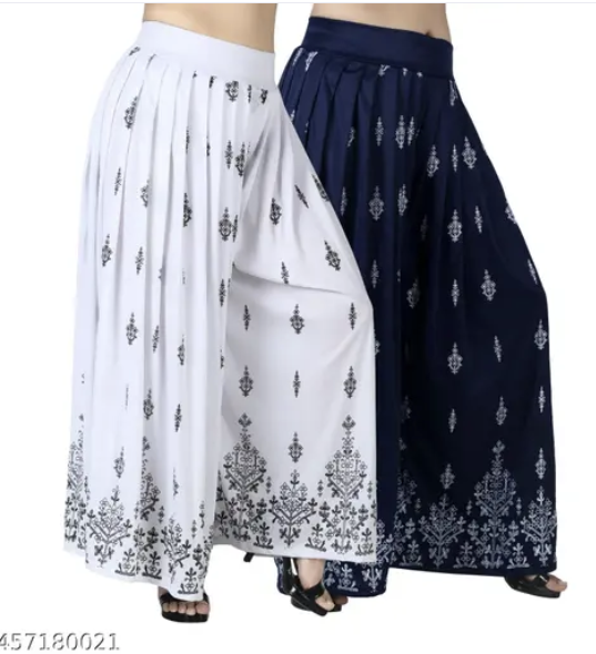 Women's Printed Relaxed Fit Palazzo | Lightweight, Stretchable, Adjustable | Perfect for Casual Wear | Comfortable Rayon Fabric