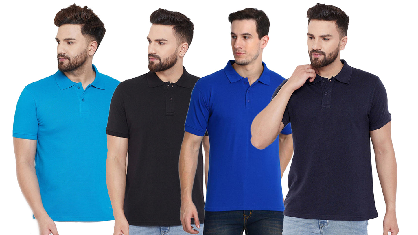 Ketex Cotton Blend Half Sleeves Polo Tshirt (Pack of 4)