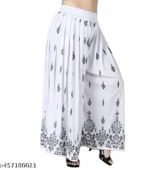 Women's Printed Relaxed Fit Palazzo | Lightweight, Stretchable, Adjustable | Perfect for Casual Wear | Comfortable Rayon Fabric
