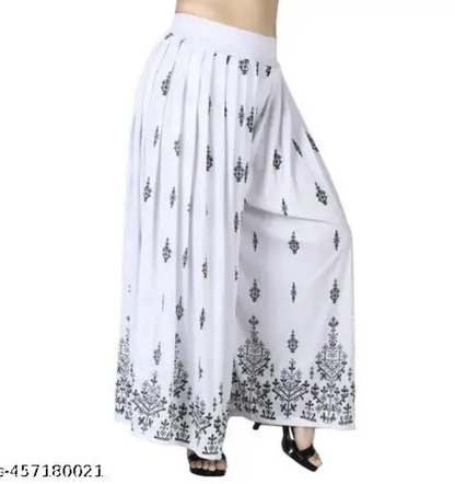 Women's Printed Relaxed Fit Palazzo | Lightweight, Stretchable, Adjustable | Perfect for Casual Wear | Comfortable Rayon Fabric