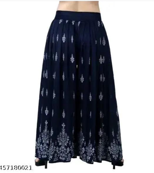 Women's Printed Relaxed Fit Palazzo | Lightweight, Stretchable, Adjustable | Perfect for Casual Wear | Comfortable Rayon Fabric