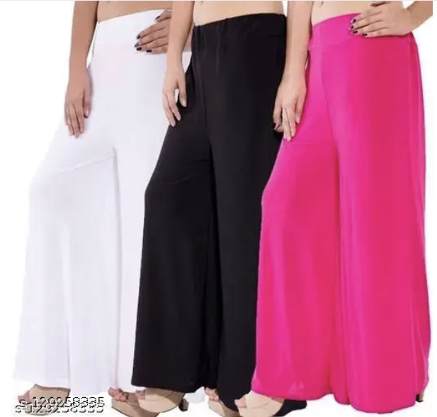 ASA-Stylish Casual Wear Malai Lycra Pant Palazzo Combo Pack of 3 - Free Size