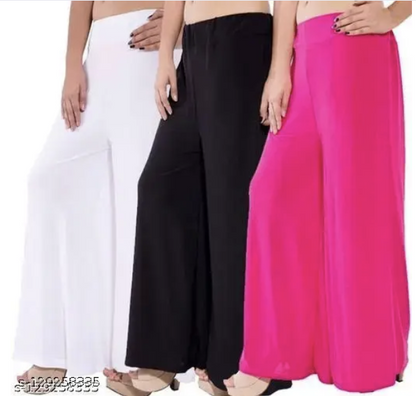 ASA-Stylish Casual Wear Malai Lycra Pant Palazzo Combo Pack of 3 - Free Size