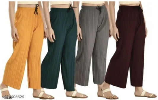 Women Wrinkle Crush Palazzo PLAZZO Pack of 4